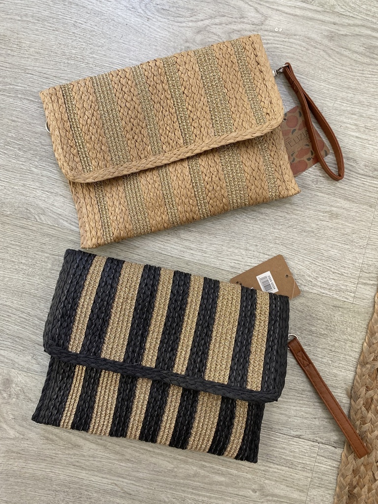 Cartera mimbre rayas